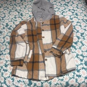 SHEIN women’s  Plaid Hoodie in Brown and Gray